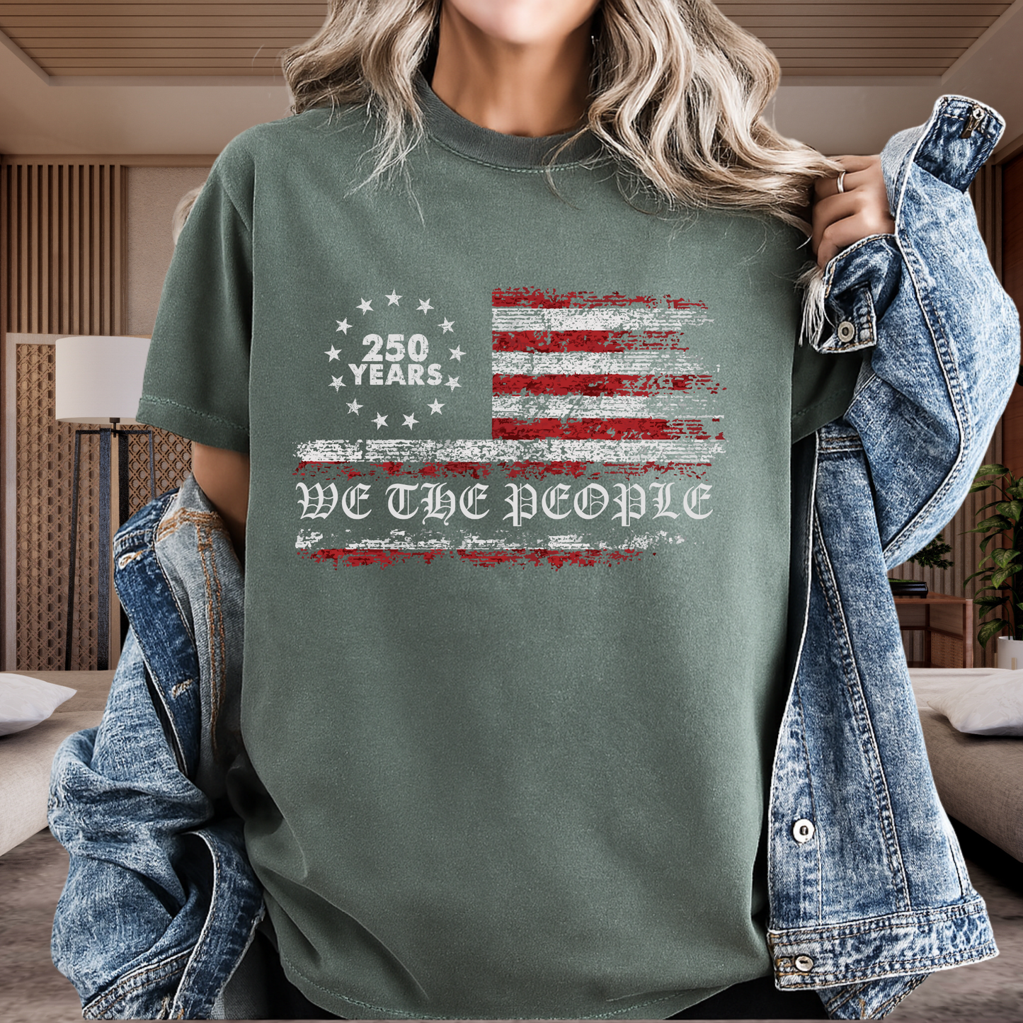 250 Years We The People American Flag T-Shirt USA Semiquincentennial Comfort Colors 1717 Patriotic Tee