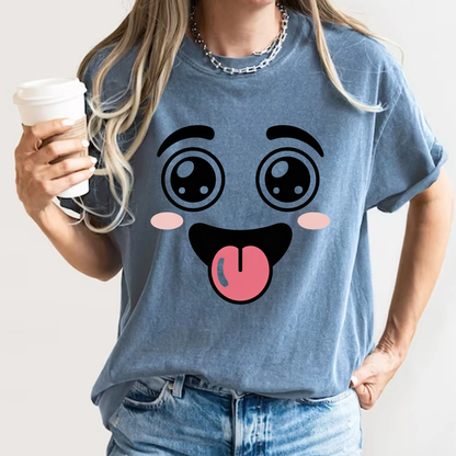 Funny Kawaii Anime Face T-Shirt | Cute Tongue Out Meme Tee | Comfort Colors® 1717