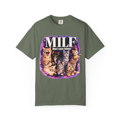 MILF Man I Love Felines T-Shirt – Funny Cat Lover Galaxy Design | Comfort Colors 1717 Unisex Tee