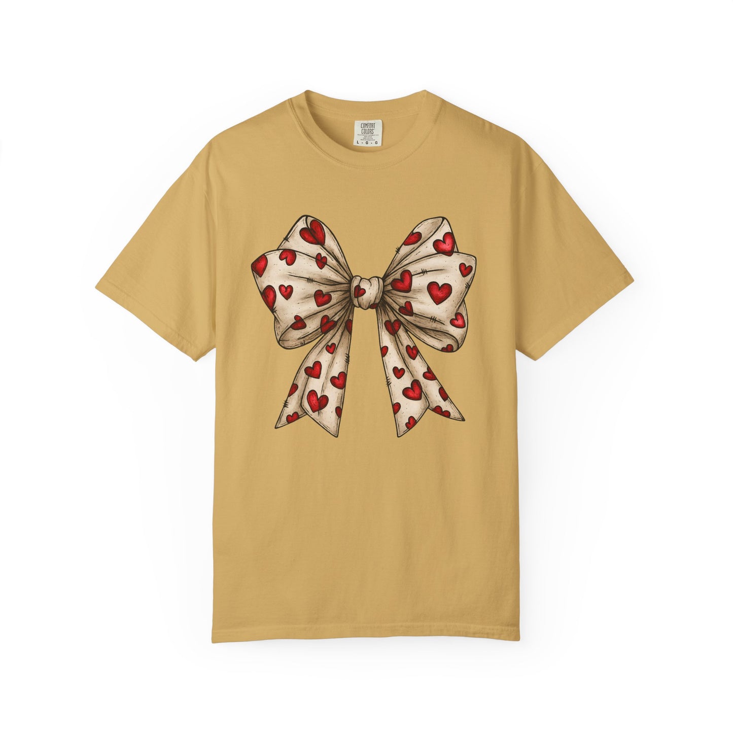 Comfort Colors® Valentine Coquette Bow Hearts Graphic T-Shirt