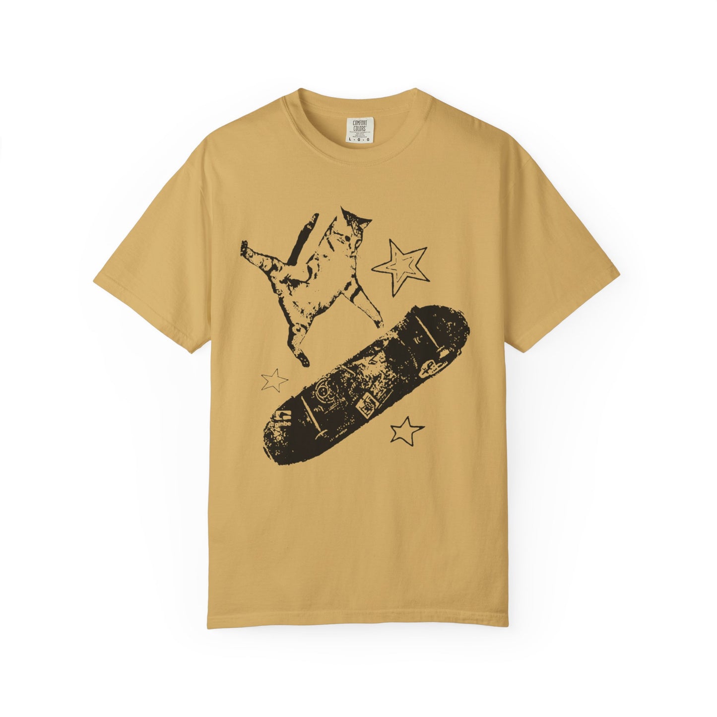 Skate Cat Graphic T-Shirt – Grunge Punk Illustration | Comfort Colors 1717 Unisex Tee