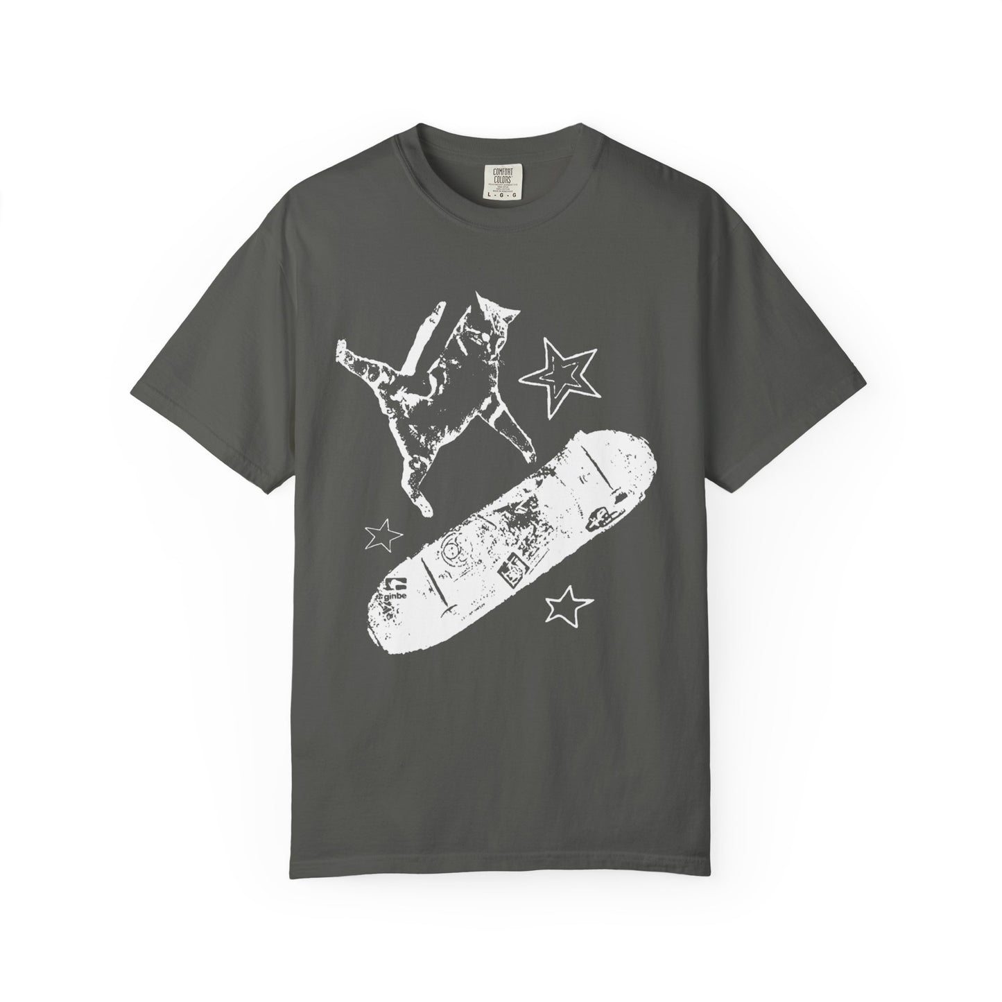 Skate Cat Graphic T-Shirt – Grunge Punk Illustration | Comfort Colors 1717 Unisex Tee
