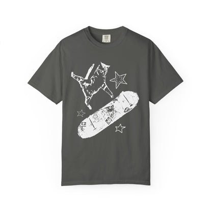 Skate Cat Graphic T-Shirt – Grunge Punk Illustration | Comfort Colors 1717 Unisex Tee