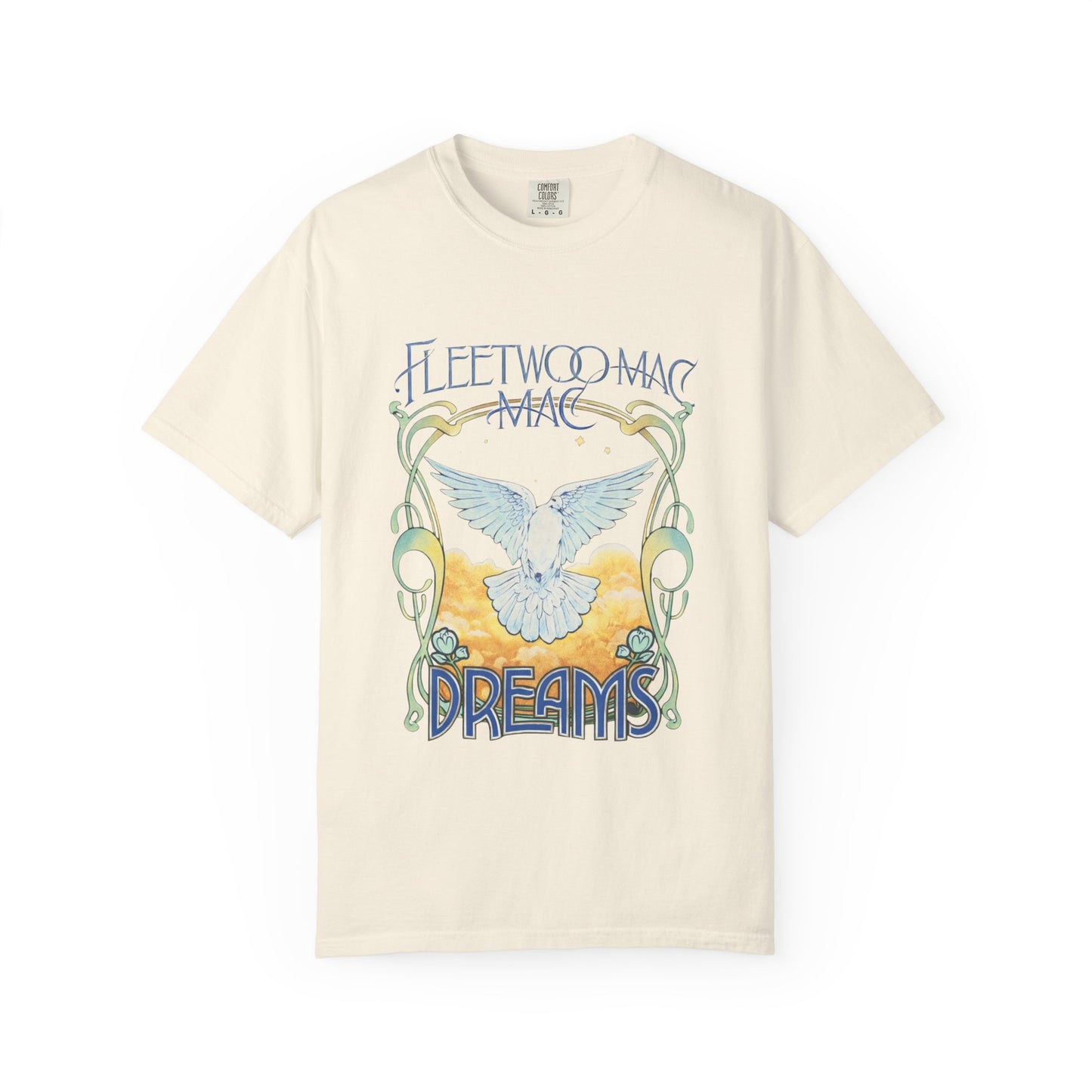 Fleetwood Mac Dreams T-Shirt | Art Nouveau White Dove Graphic Tee | Vintage 70s Classic Rock Band Merch