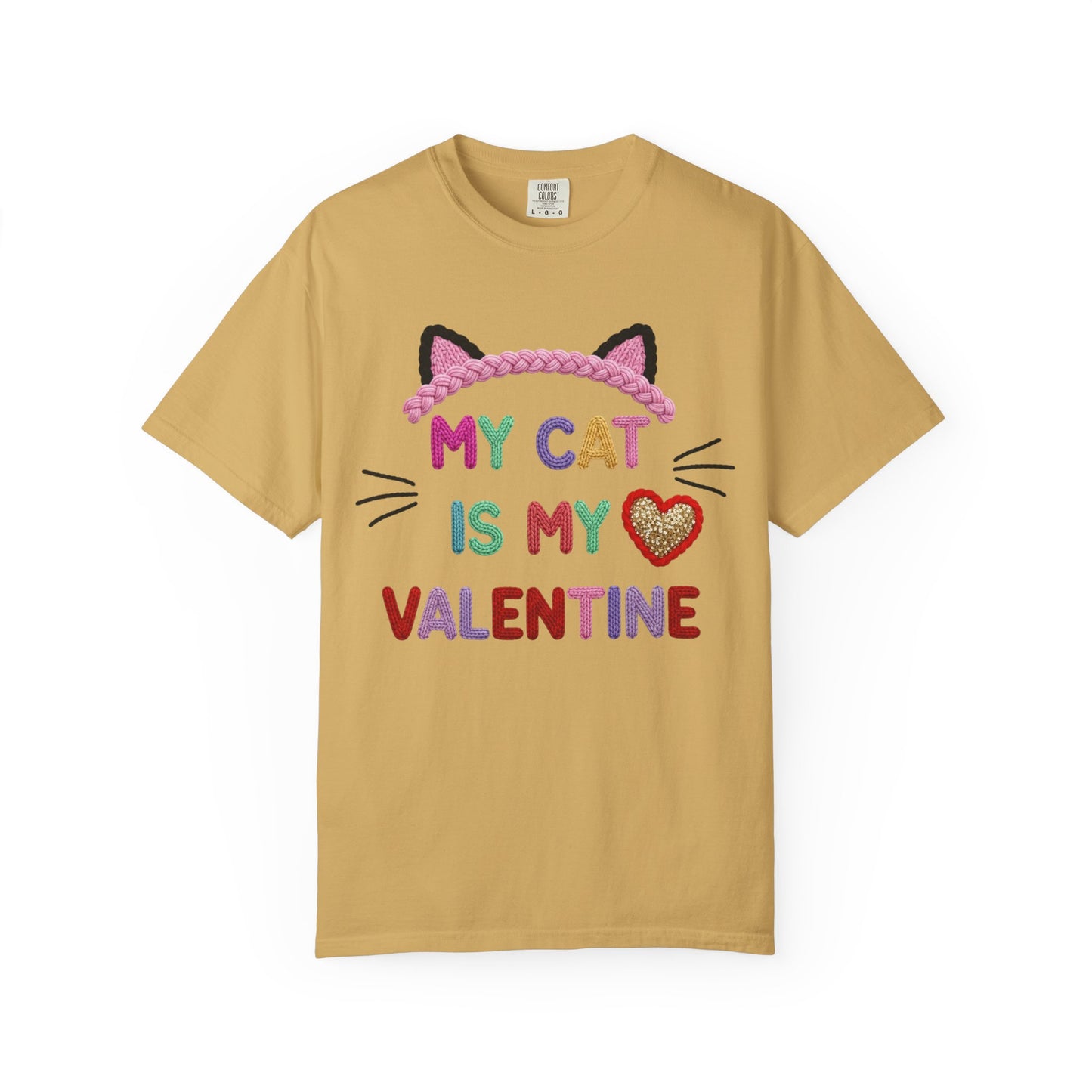 My Cat Is My Valentine Comfort Colors 1717 Crochet Style T-Shirt