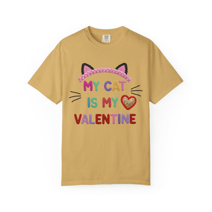 My Cat Is My Valentine Comfort Colors 1717 Crochet Style T-Shirt