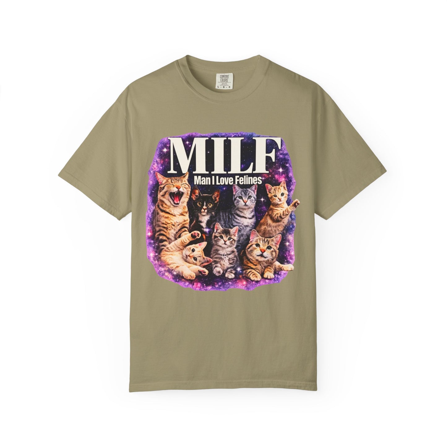 MILF Man I Love Felines T-Shirt – Funny Cat Lover Galaxy Design | Comfort Colors 1717 Unisex Tee