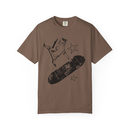 Skate Cat Graphic T-Shirt – Grunge Punk Illustration | Comfort Colors 1717 Unisex Tee
