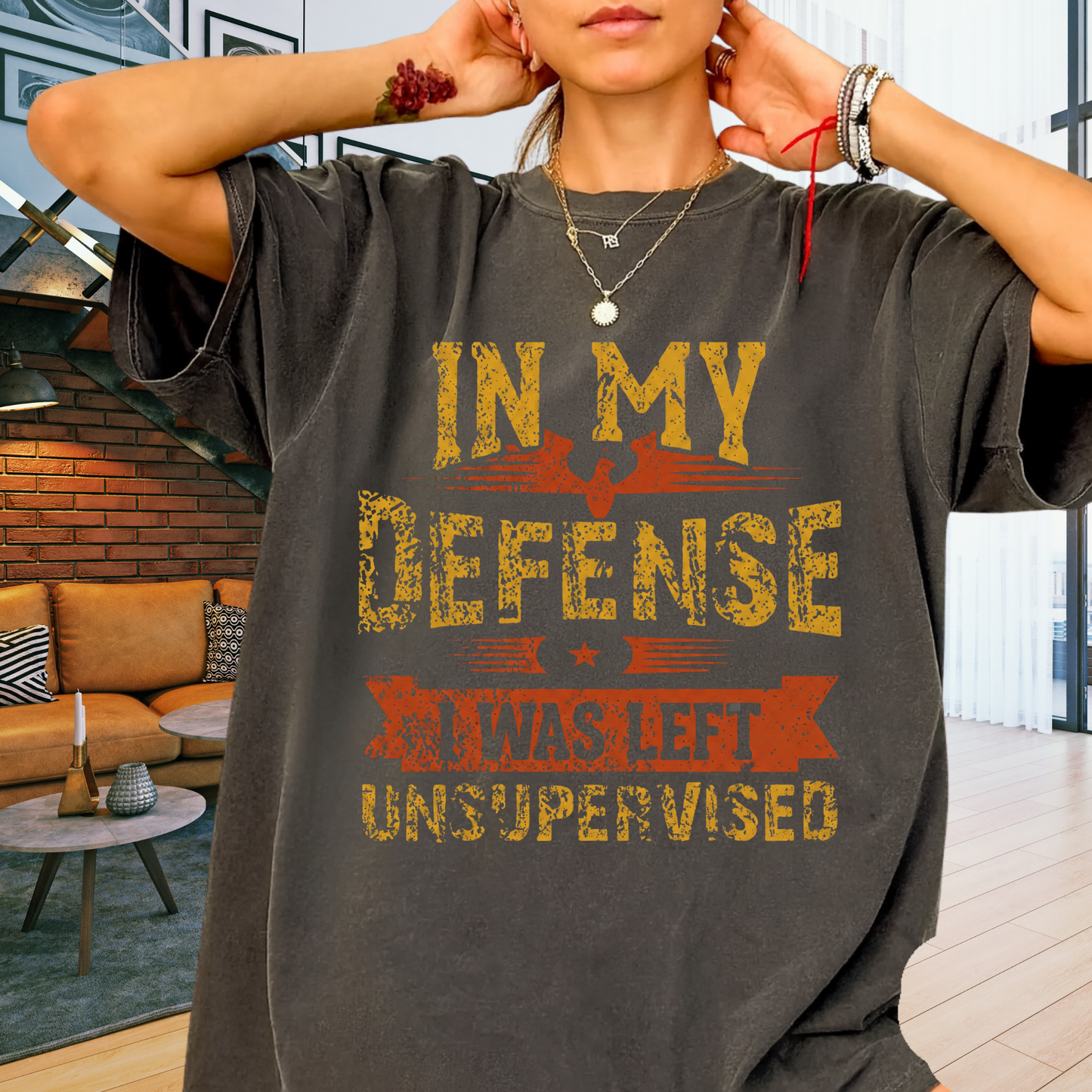 In My Defense I Was Left Unsupervised Shirt | Funny Sarcastic Adult Humor T-shirt | Comfort Colors® Tee
