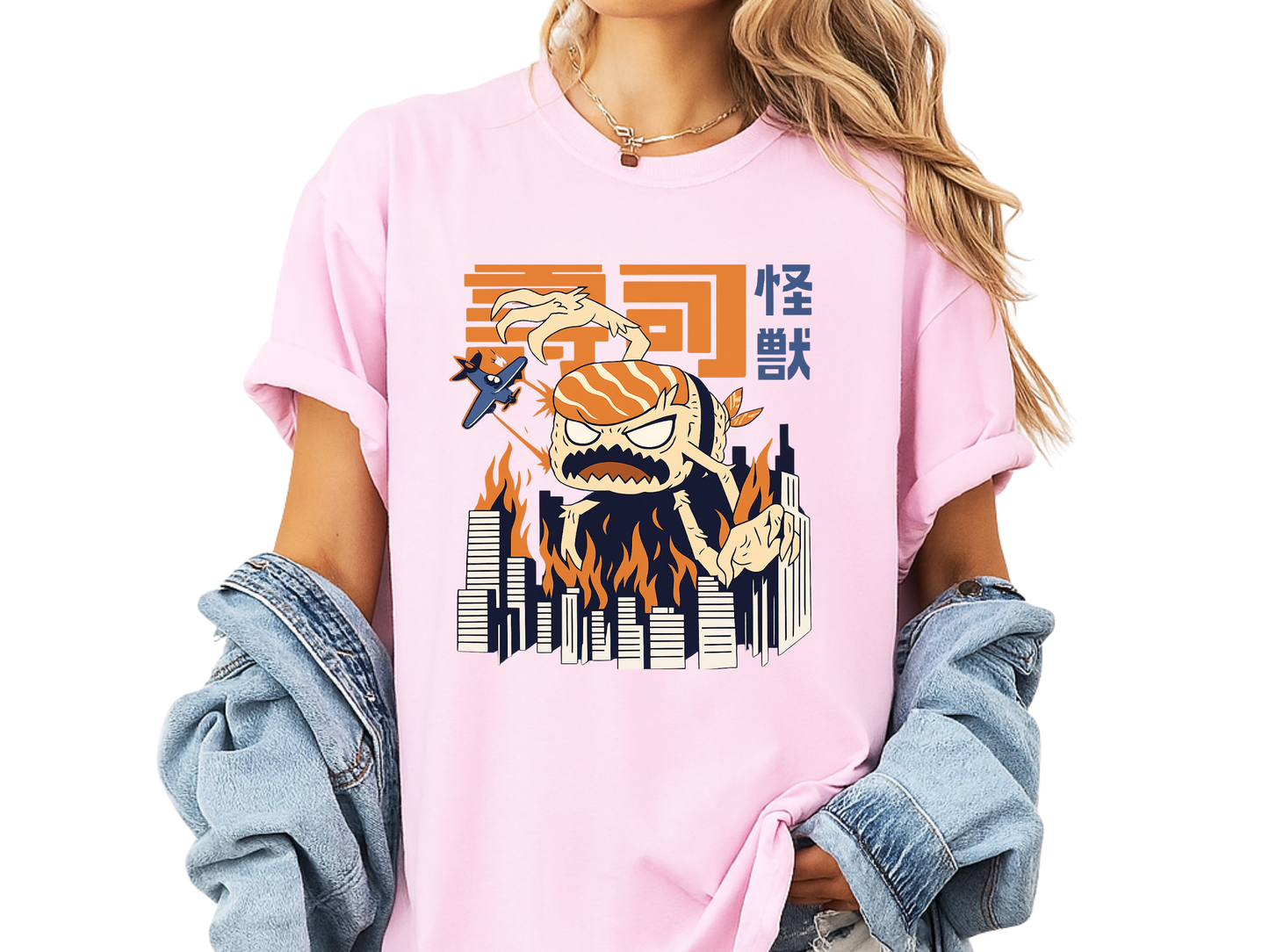Sushi Kaiju Retro Japanese T-Shirt - Funny Anime Foodie Tee