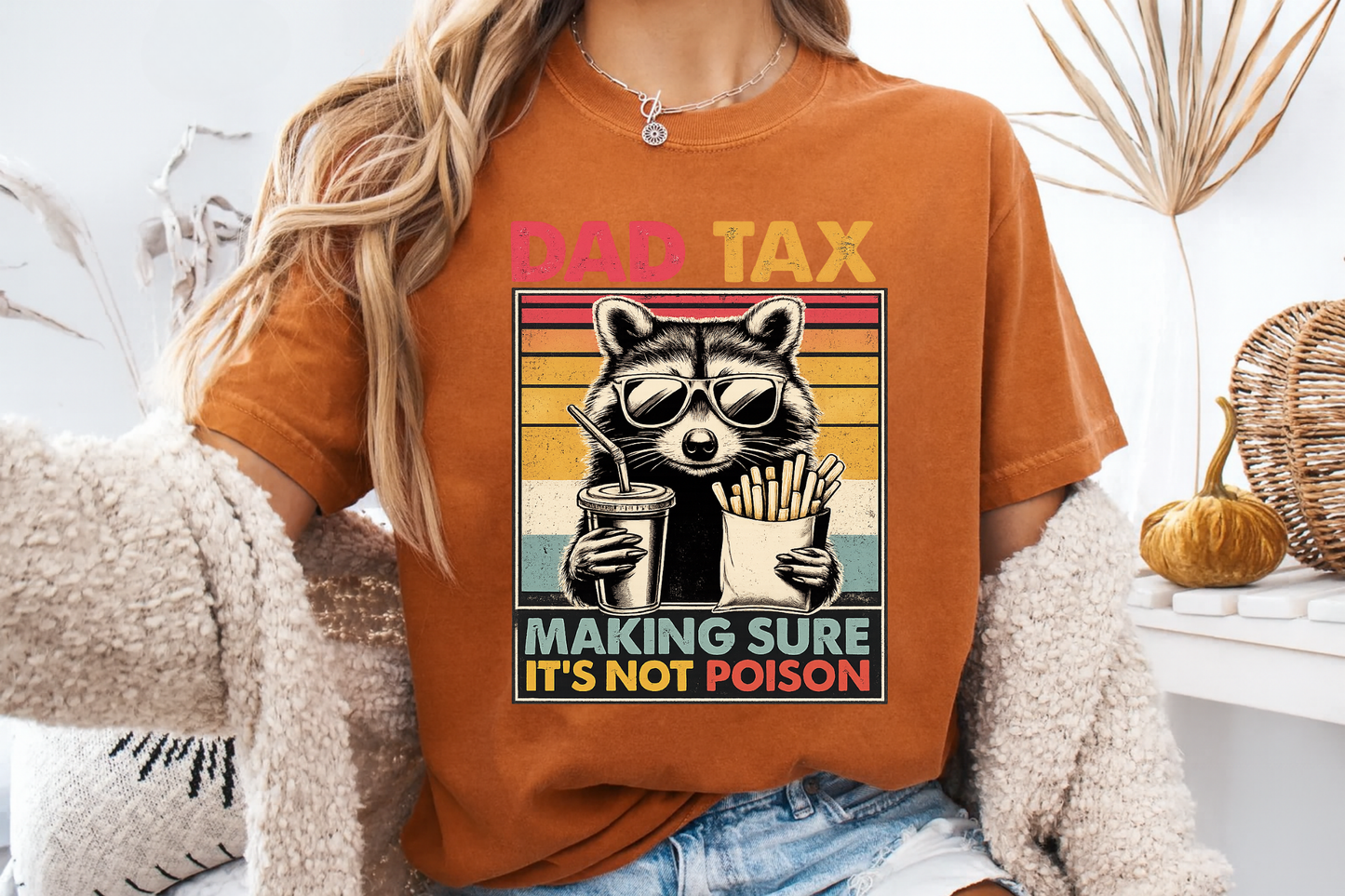 Dad Tax T-Shirt | Making Sure It's Not Poison Raccoon Tee | Funny Retro Father's Day Gift