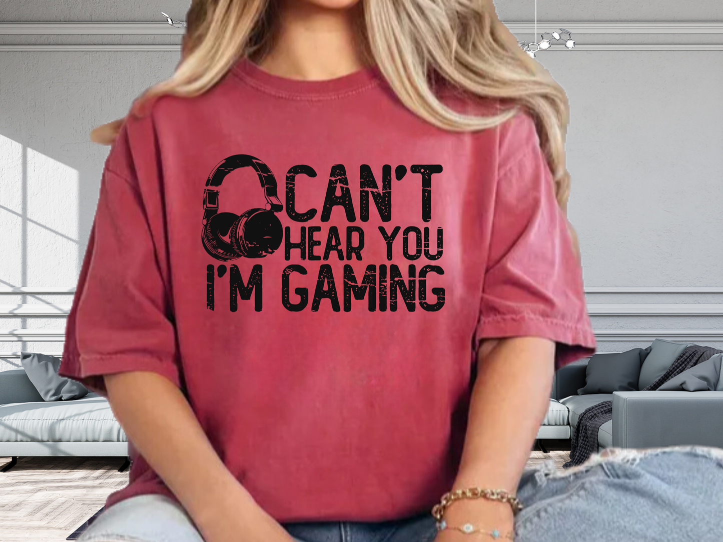 Can’t Hear You I’m Gaming T-Shirt – Gamer Headset Graphic | Comfort Colors 1717 Unisex Tee