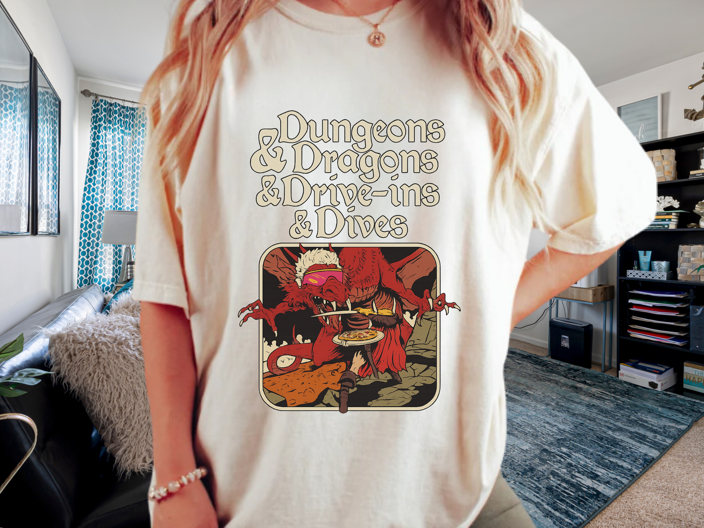 Dungeons and Dragons and Drive Ins and Dives T-Shirt Funny Guy Fieri RPG Mashup Graphic Comfort Colors 1717 Tee