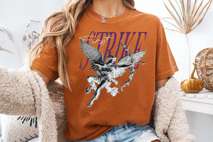Y2K Chrome Angel Graphic T-Shirt - "First Strike" Cupid Streetwear Tee - Vintage Wash