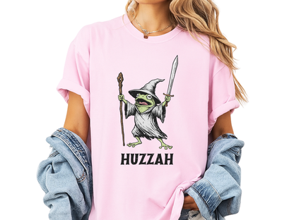 Huzzah Wizard Frog T-Shirt Vintage Fantasy Graphic Comfort Colors 1717 Heavyweight Tee